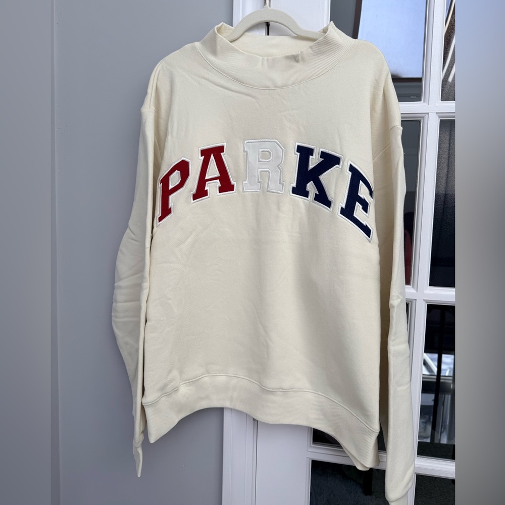 Brand New Never worn Parke Cream crewneck with multi-color